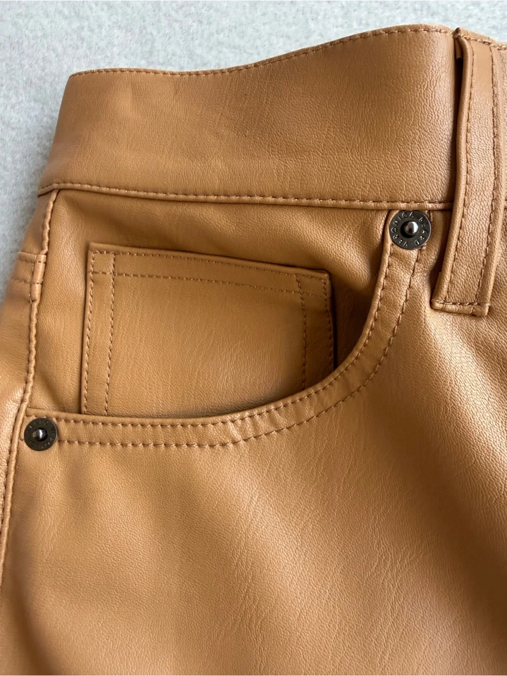 Veronica Beard Maera Extra High Rise Skinny Faux Leather Pants Sz 28/6 Brown